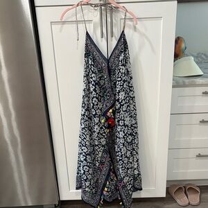 Subtle Luxury Navy and White Floral Swim Coverup